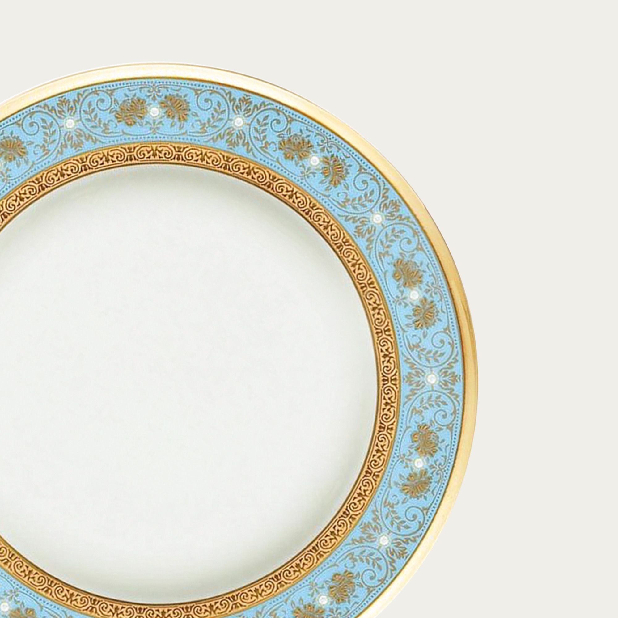 Đĩa tròn cỡ vừa đường kính 21,8cm sứ xương Nhật Bản | Georgian Turquoise 4857J - 59511 
