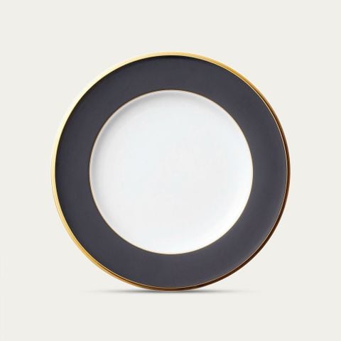  Đĩa tròn cỡ vừa đường kính 21,8cm (Đen) sứ xương Nhật Bản | Sumi Komon 4949J - 59511 