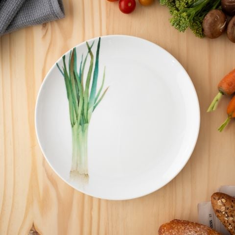  Đĩa coupe đường kính 24,1cm (họa tiết hành lá) sứ trắng | Kyoka Shunsai 1620-1L - 91816 