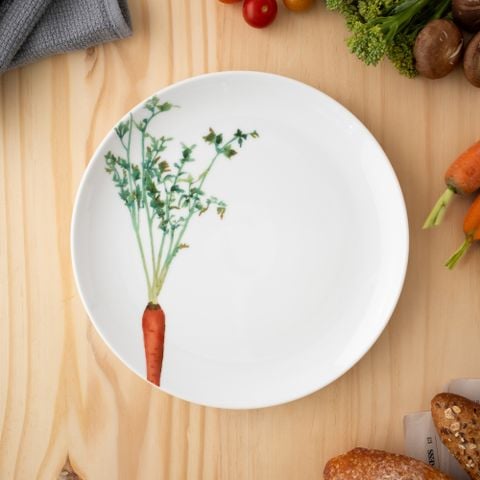  Đĩa coupe đường kính 24,1cm (họa tiết cà rốt) sứ trắng | Kyoka Shunsai 1620-3L - 91816 