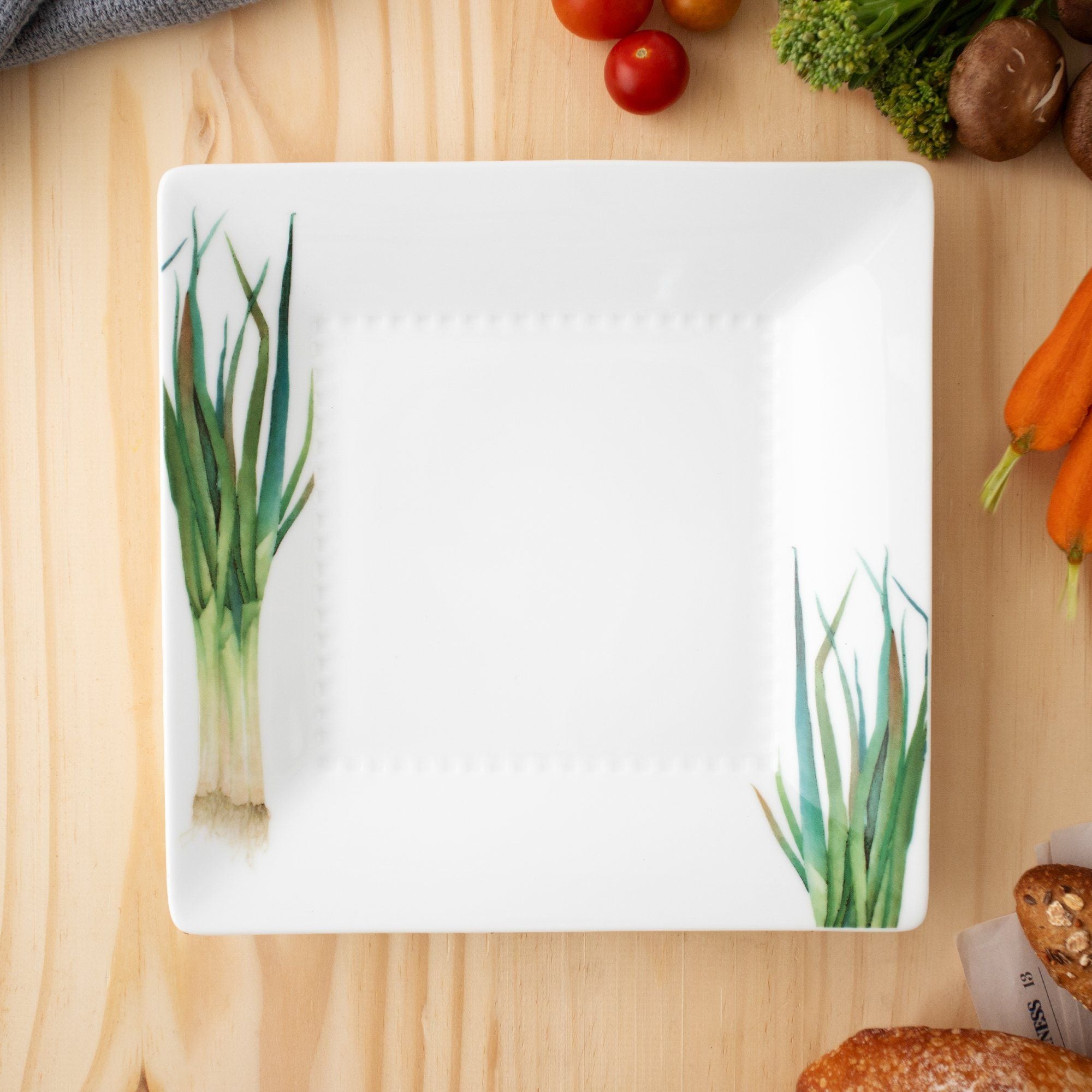  Bộ 06 đĩa vuông cỡ vừa cạnh dài 23,2cm sứ trắng | Kyoka Shunsai 1620-17L - Q006WN 