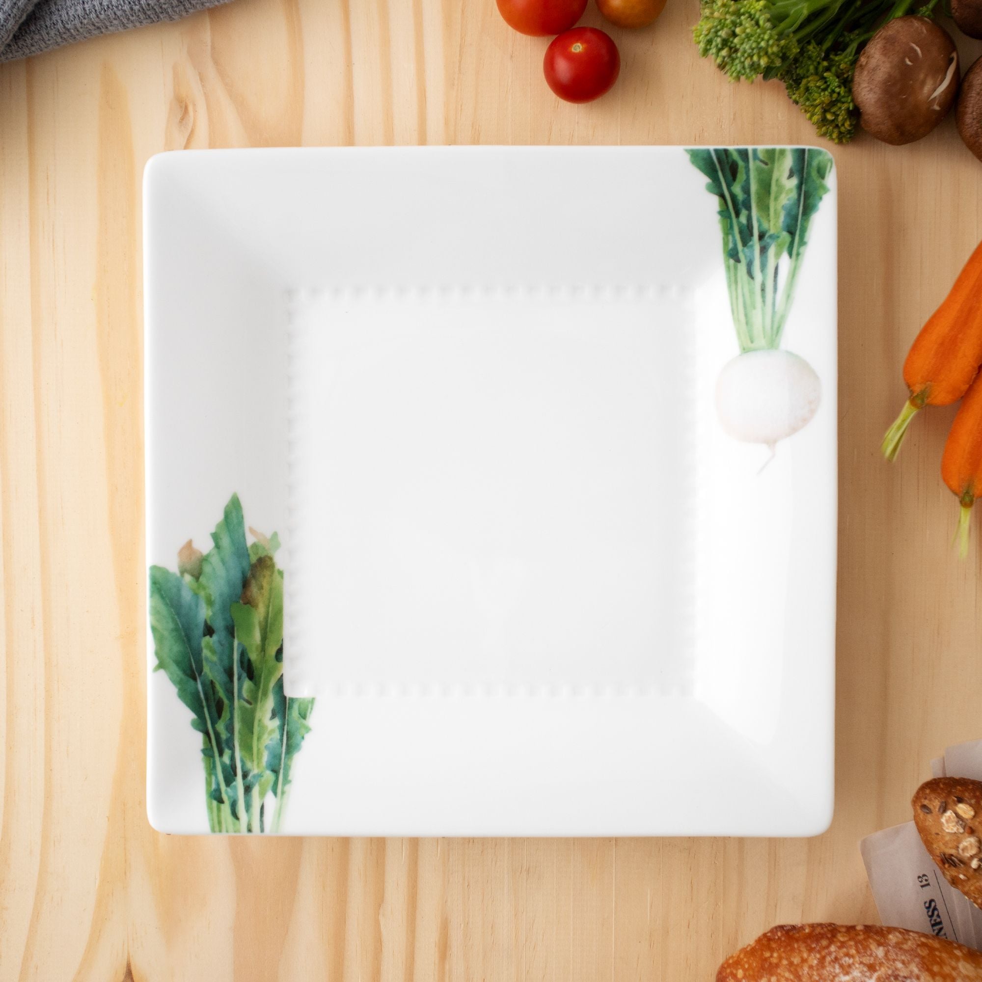  Bộ 06 đĩa vuông cỡ vừa cạnh dài 23,2cm sứ trắng | Kyoka Shunsai 1620-17L - Q006WN 