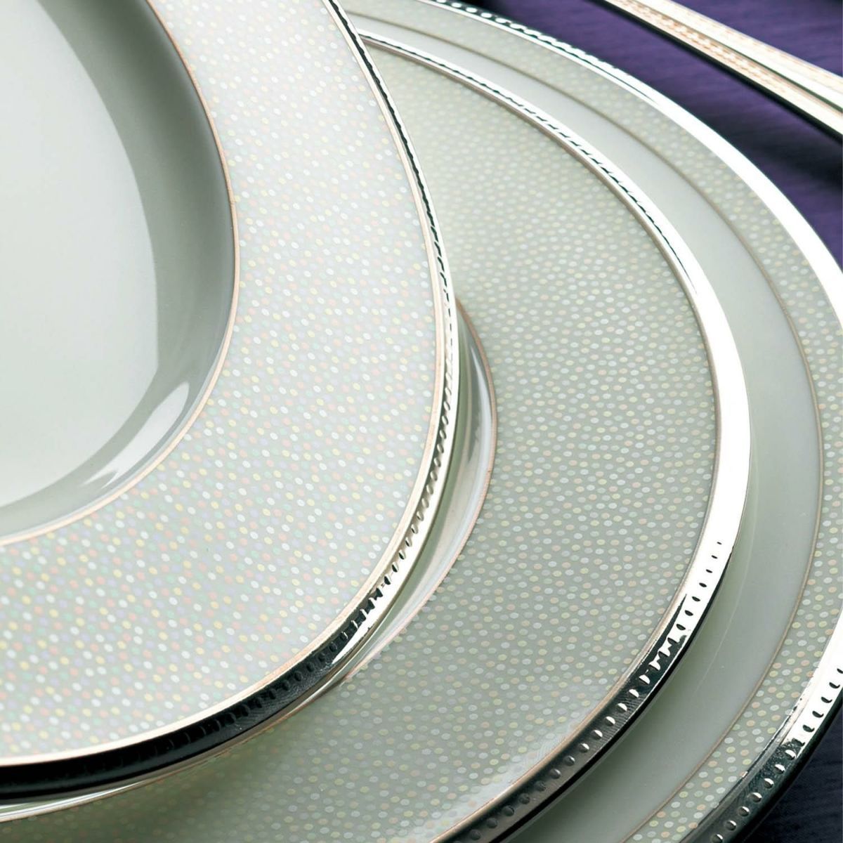  Đĩa tròn cỡ lớn đường kính 27,6cm sứ xương Nhật Bản | Champagne Pearls 4811J - 59520 