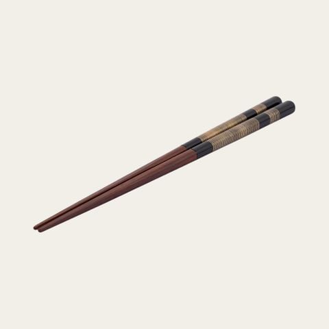  Đũa gỗ Nhật Primrose (01 đôi) sơn mài nâu chỉ vàng | Hyozaemon Chopstick 1115 - S-129 
