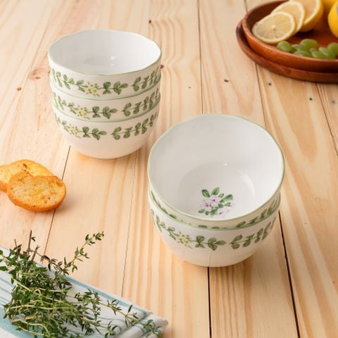  Bộ bát đĩa ăn châu Á cơ bản 22 món (cho 6 người) sứ xương | English Herbs 4942L - D022AN 