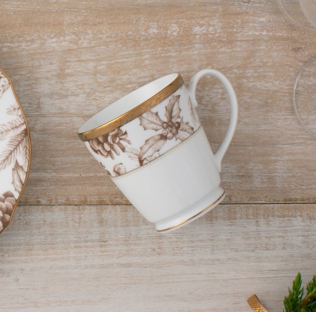  Cốc (ly) uống nước, cà phê 370ml phiên bản Giáng Sinh sứ trắng | Charlotta Holiday 1716-2L - T91058K 