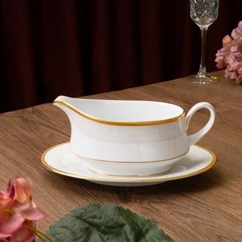  Bộ đĩa ăn kiểu Âu 22 món (cho 6 người) sứ trắng | Flanders Gold 1714L - D024AL 