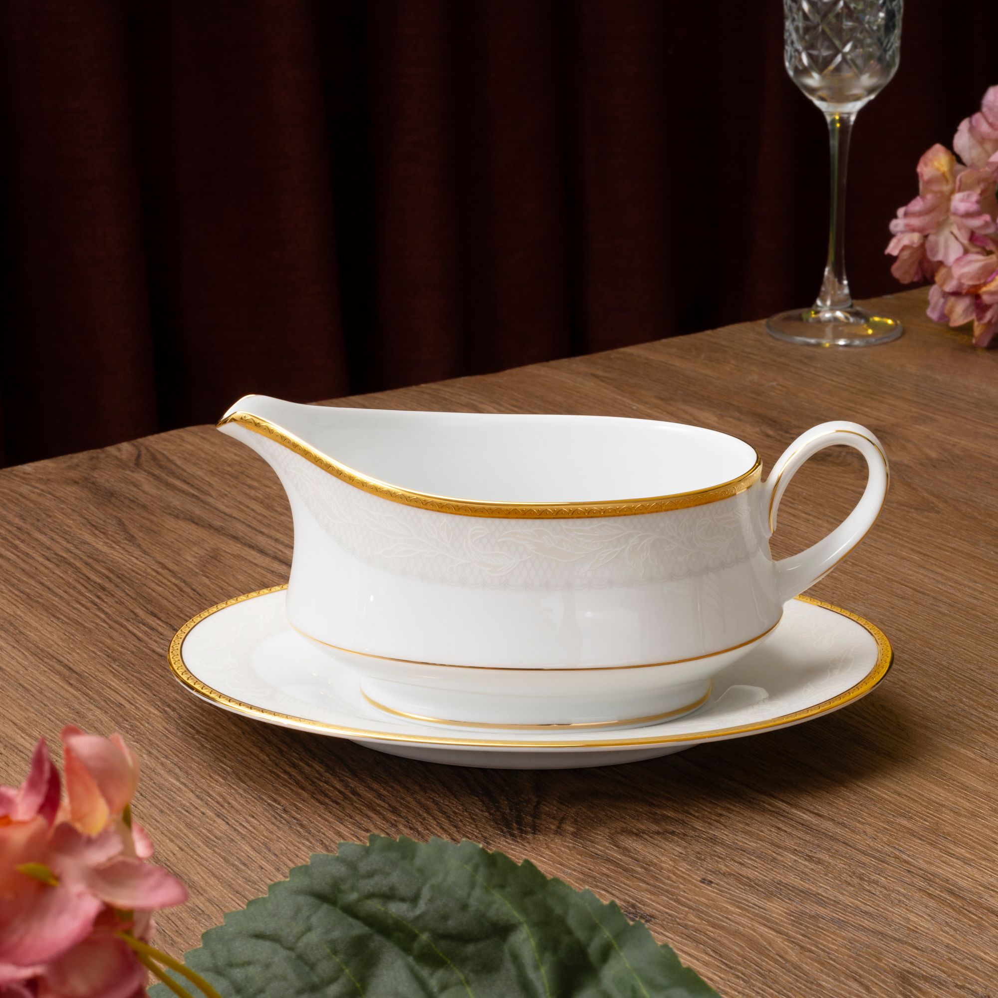  Bộ đĩa ăn kiểu Âu 22 món (cho 6 người) sứ trắng | Flanders Gold 1714L - D024AL 