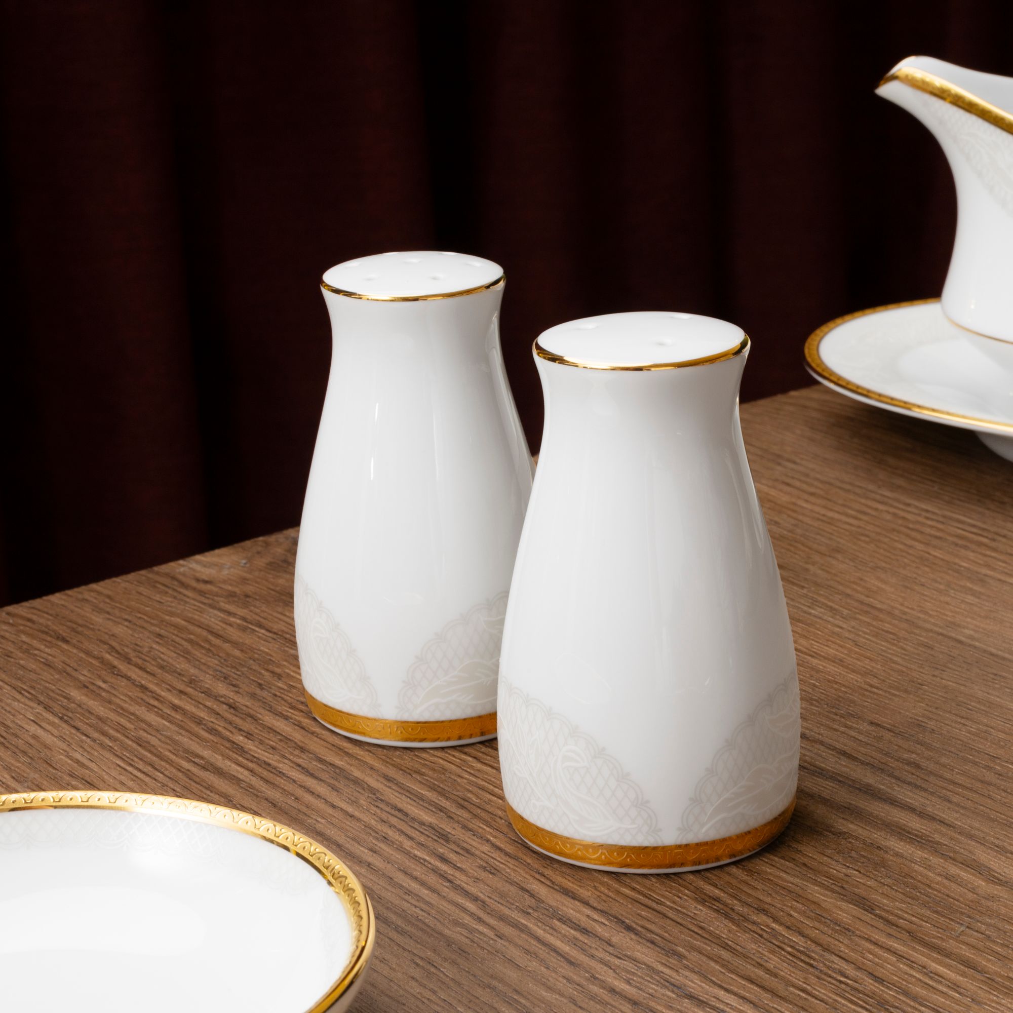  Bộ đĩa ăn kiểu Âu 22 món (cho 6 người) sứ trắng | Flanders Gold 1714L - D024AL 