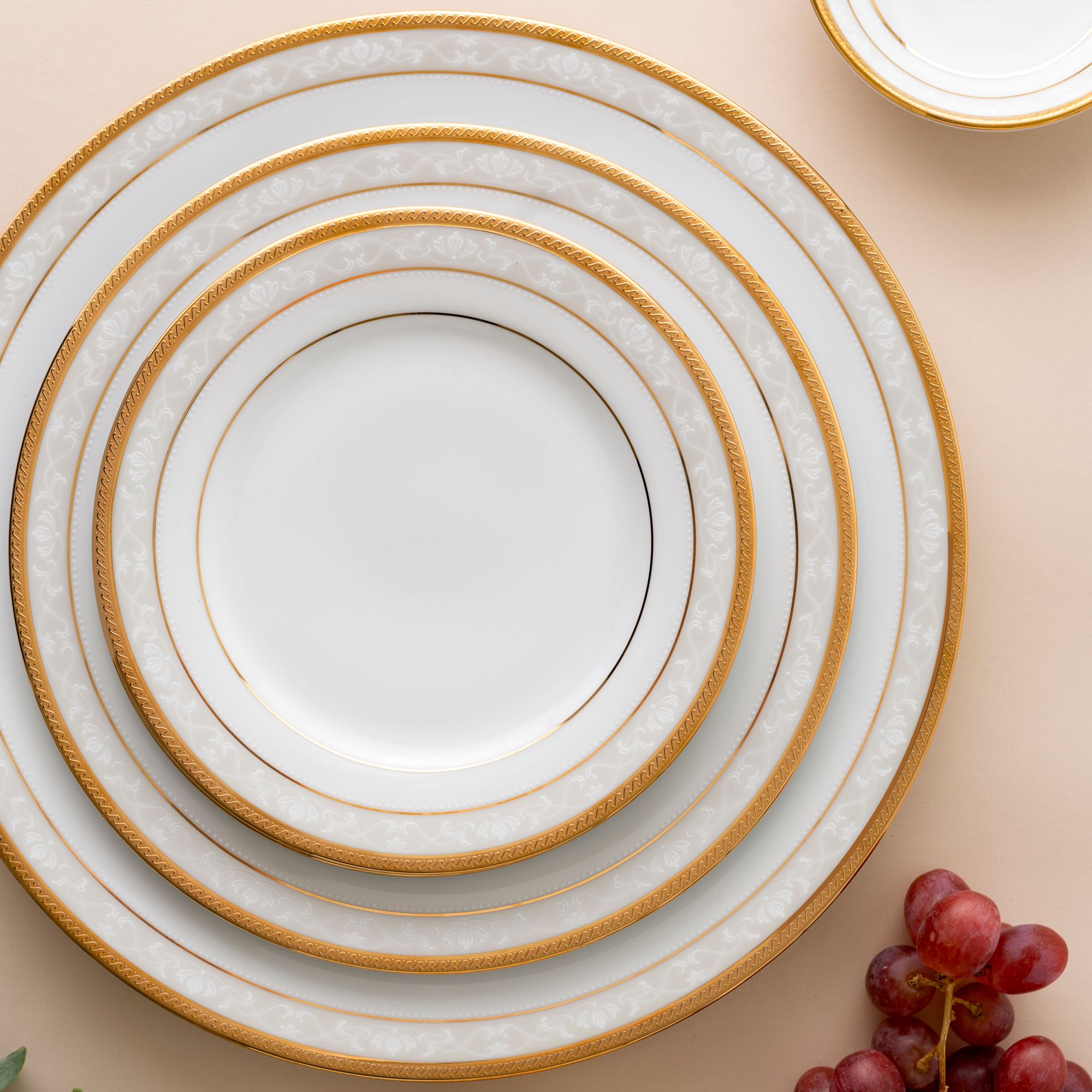  Bộ đĩa ăn kiểu Âu 22 món (cho 6 người) sứ trắng | Hampshire Gold 4335L - D024AL 