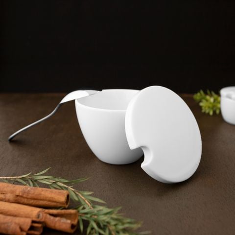  Bình (hũ) đựng đường có nắp đậy loại nhỏ 230ml sứ trắng | Art Stage 4257L - 91827 