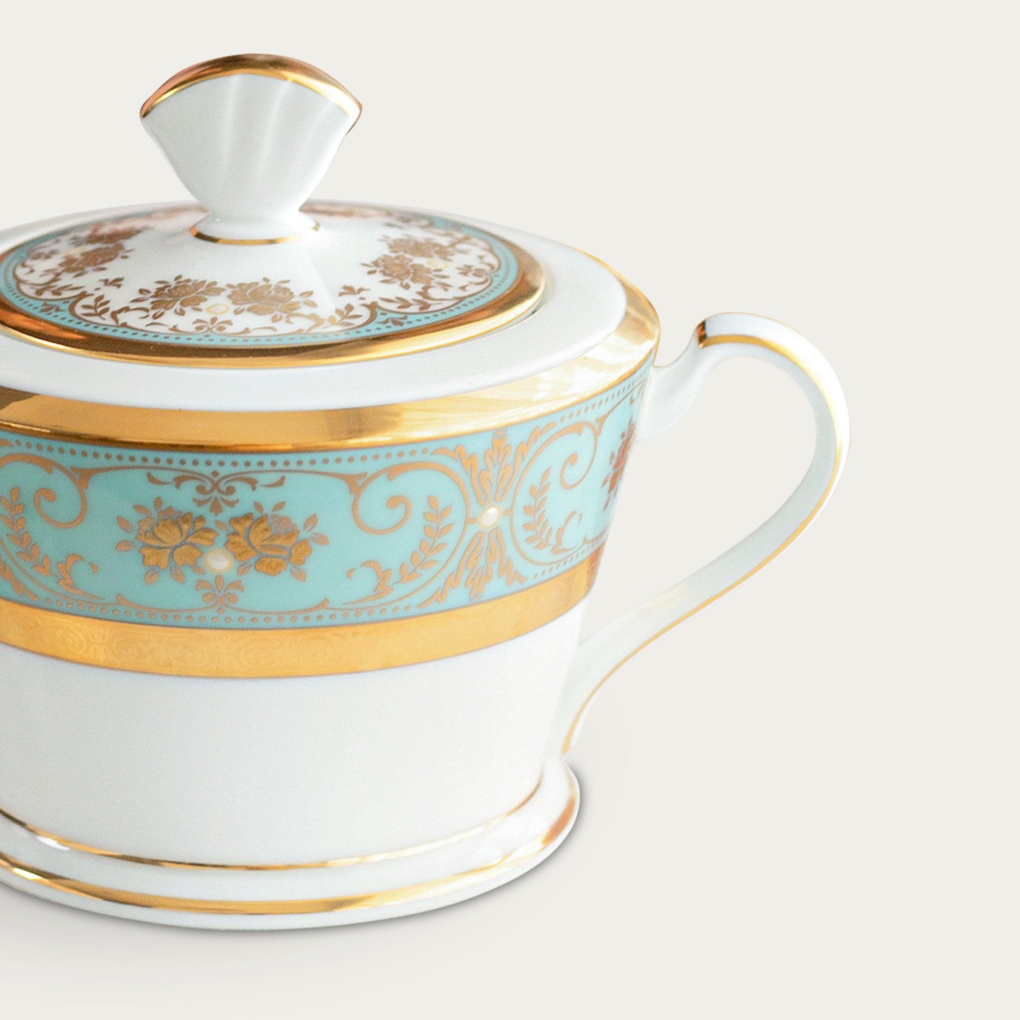  Bình (hũ) đường có nắp đậy dung tích 250ml sứ xương Nhật Bản | Georgian Turquoise 4857J - 59527 