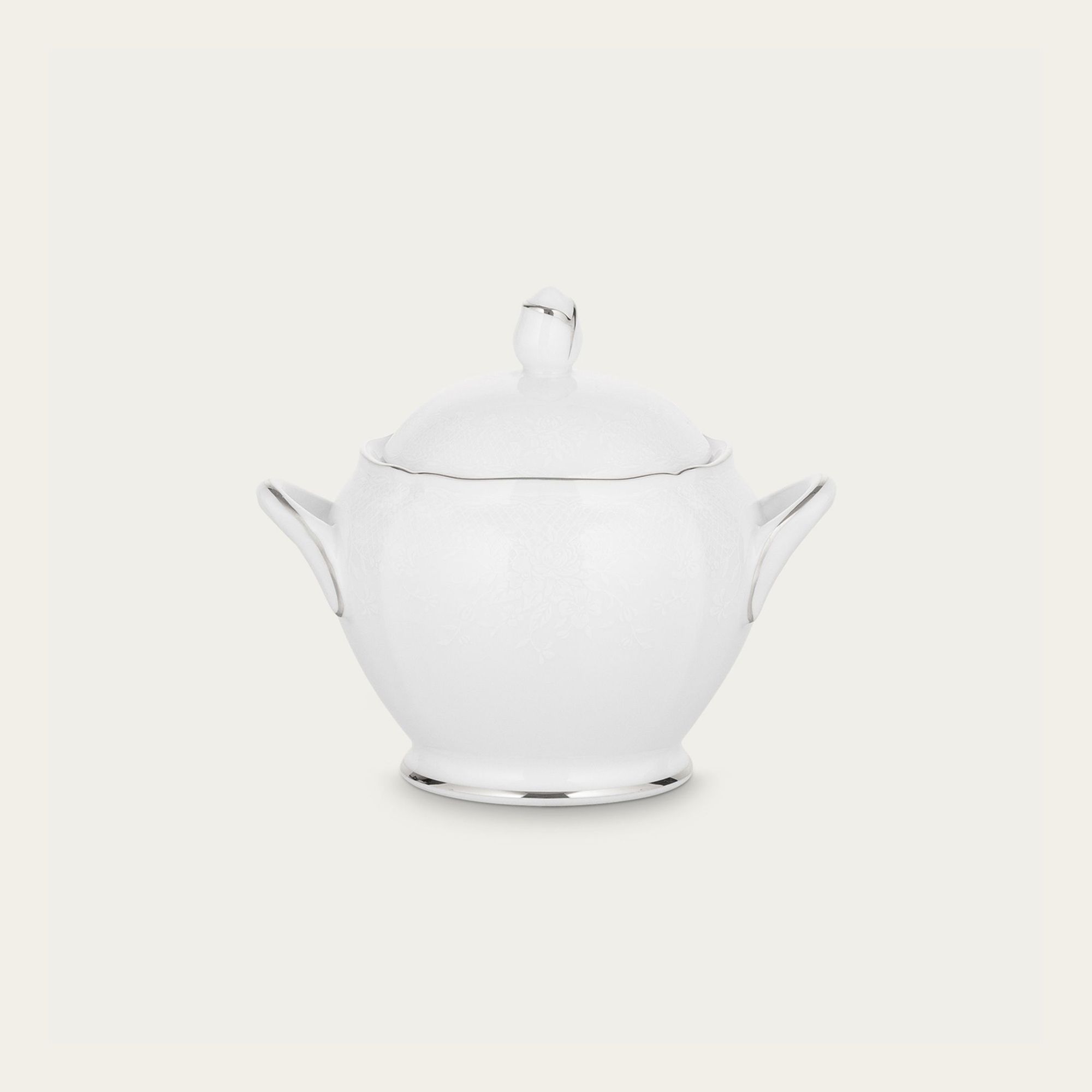  Bình (hũ) đường có nắp đậy dung tích 215ml sứ trắng | Princess Bouquet Platinum 1661L - 94427 