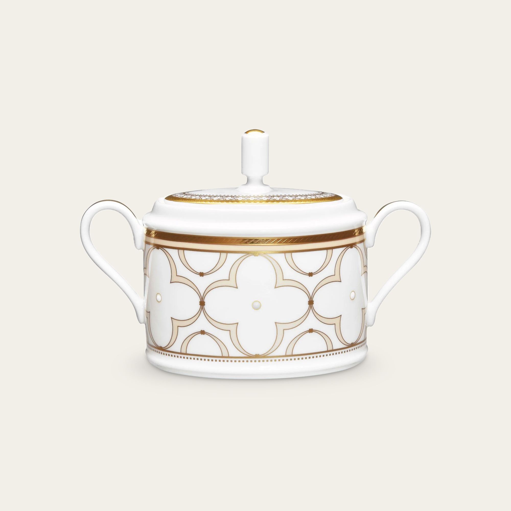  Bình (hũ) đường loại quai tròn dung tích 405ml kèm nắp đậy sứ xương | Trefolio Gold 4945L - 93661 