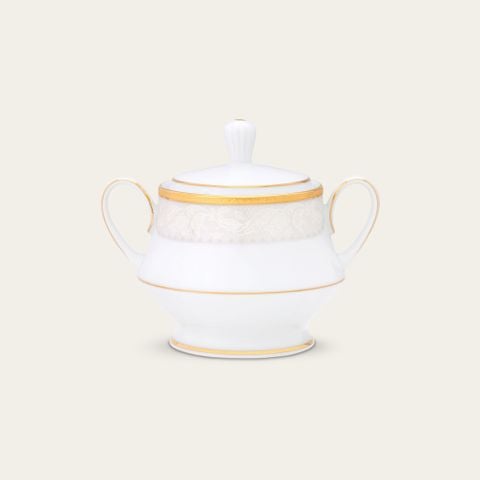  Bình (hũ) đường có nắp đậy dung tích 370ml sứ trắng | Flanders Gold 1714L - 91127 
