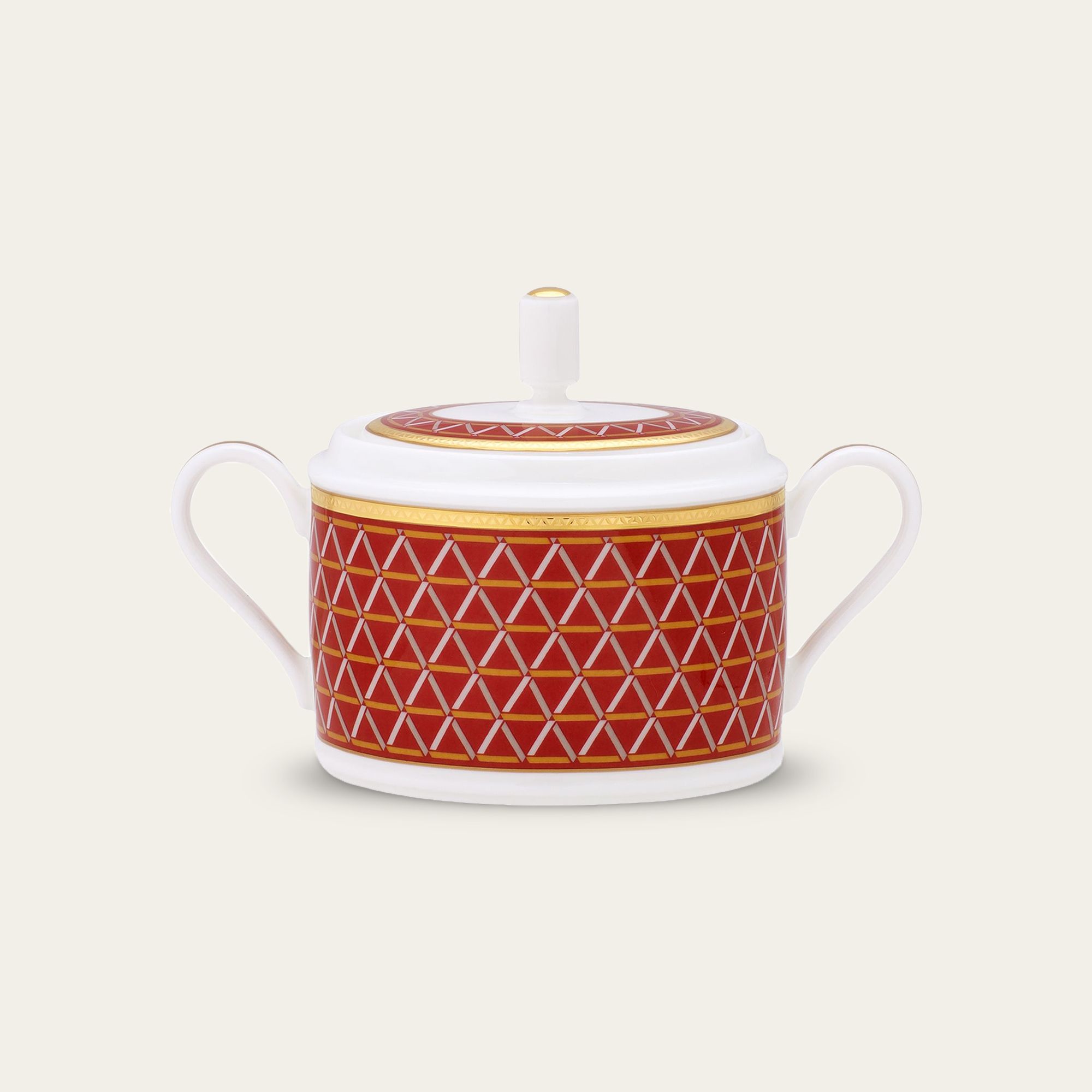  Bình (hũ) đường loại quai tròn dung tích 405ml kèm nắp đậy sứ xương | Crochet 4966L - 93661 