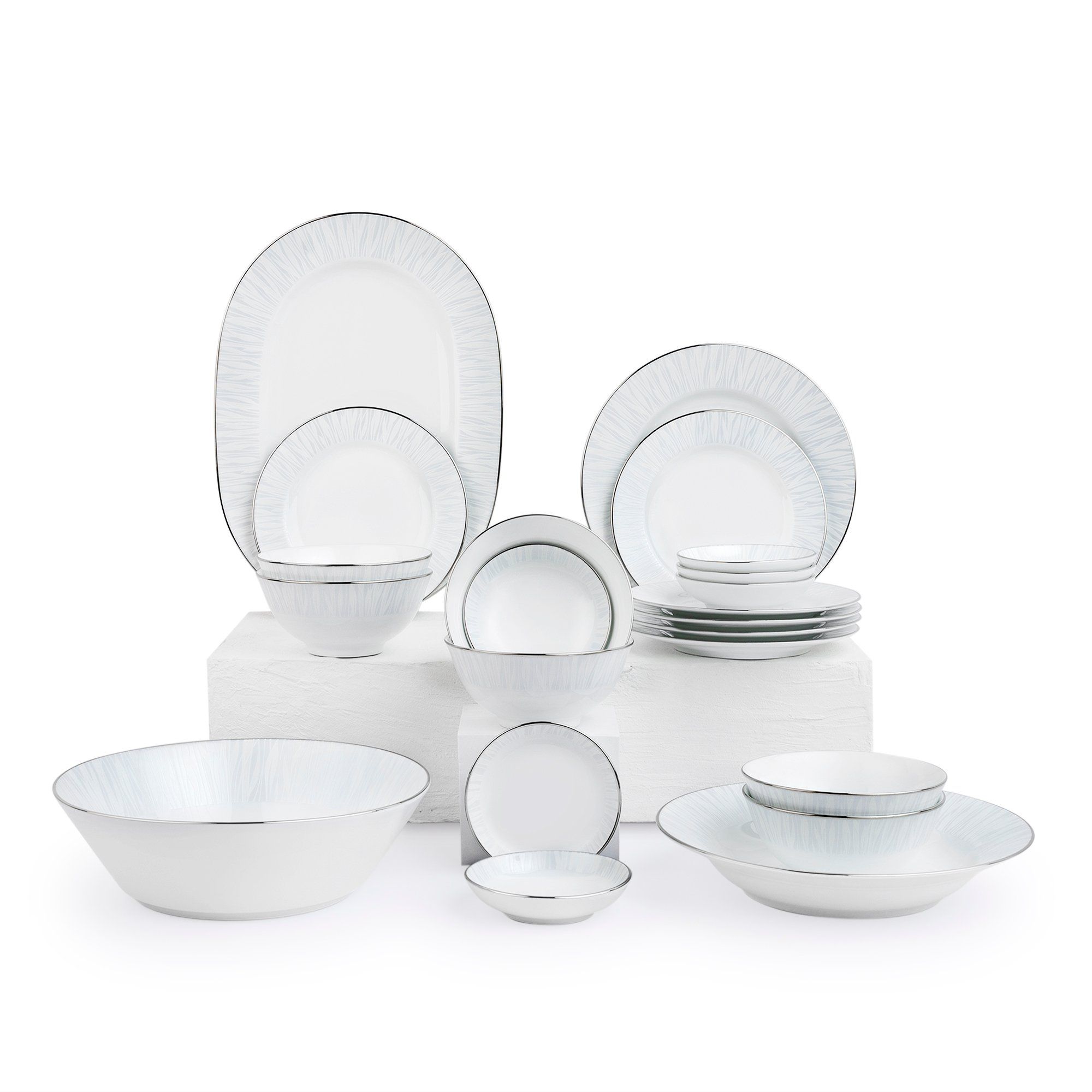  Bộ bát đĩa ăn Châu Á cơ bản 22 món sứ trắng | Glacier Platinum 1702 