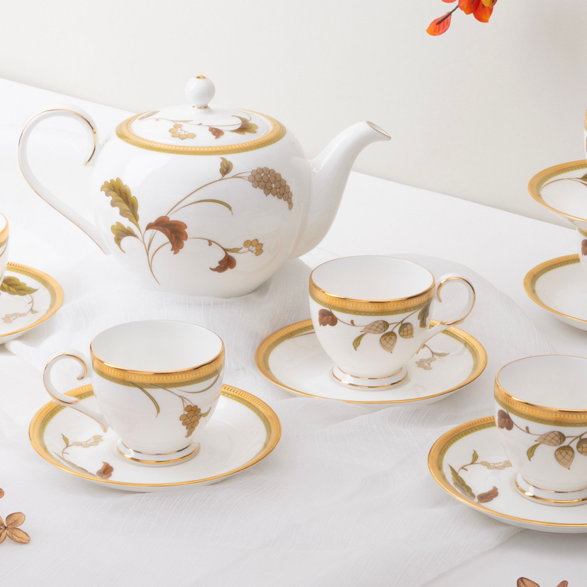  Bộ ấm chén uống trà nhỏ (ấm 650ml, chén 105ml) 13 món sứ xương | Islay 4885L - T014S 