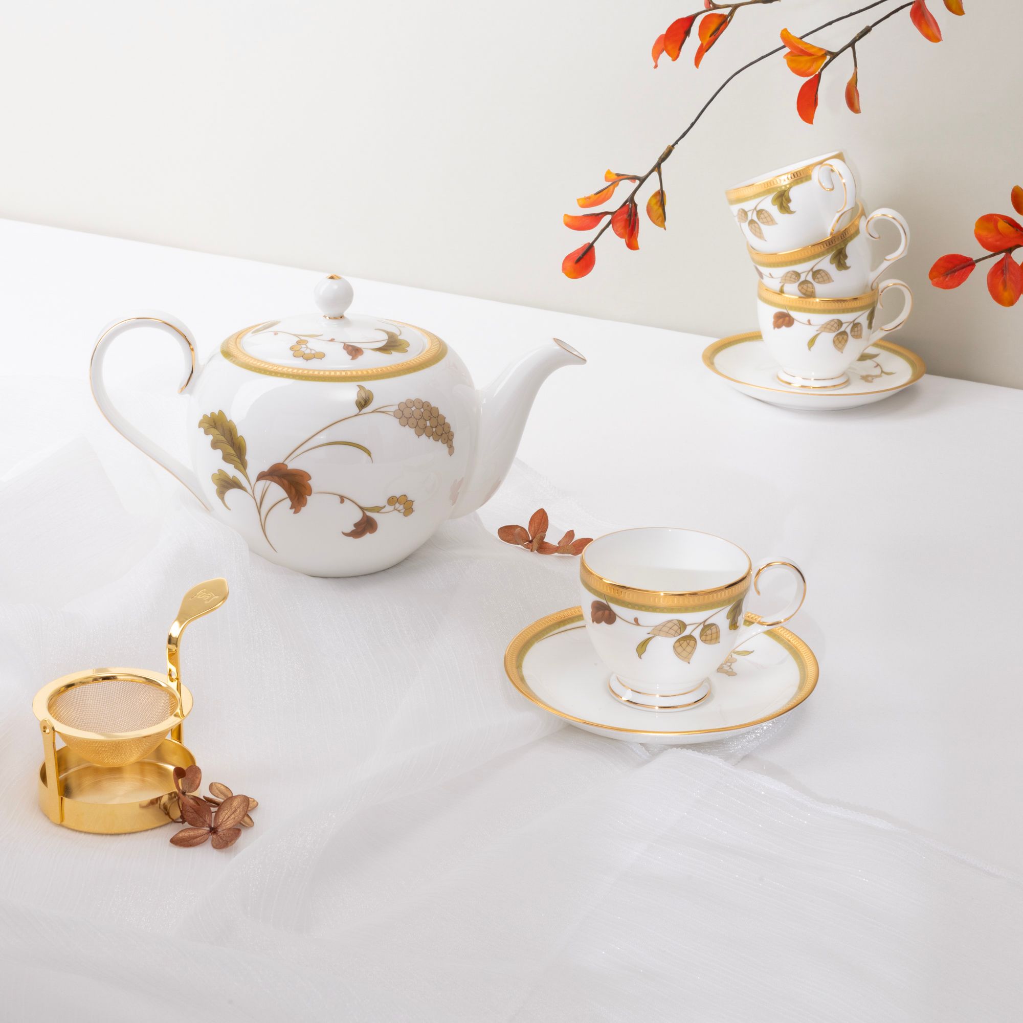  Bộ ấm chén uống trà nhỏ (ấm 650ml, chén 105ml) 13 món sứ xương | Islay 4885L - T014S 