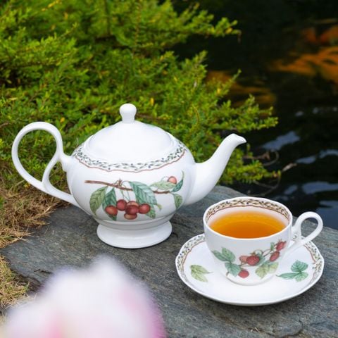  Bộ ấm chén uống trà (ấm 1.030ml, chén 250ml) 18 món sứ xương | Orchard Garden 4911L - T020A 