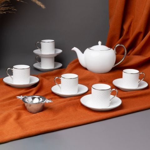  Bộ ấm chén uống trà nhỏ (ấm 520ml, chén 90ml) 13 món sứ xương | Broome Street 4913L - T014S 