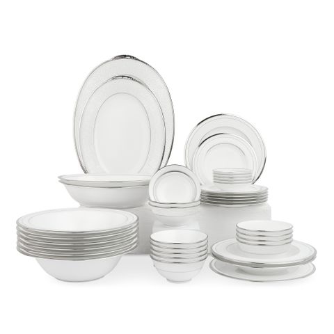  Bộ bát đĩa ăn châu Á đầy đủ 38 món (cho 6 người) sứ xương Nhật Bản | Champagne Pearls 4811J - D038AA 
