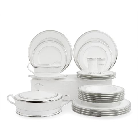 Bộ đĩa ăn kiểu Âu 22 món (cho 6 người) sứ xương Nhật Bản | Champagne Pearls 4811J - D024AK