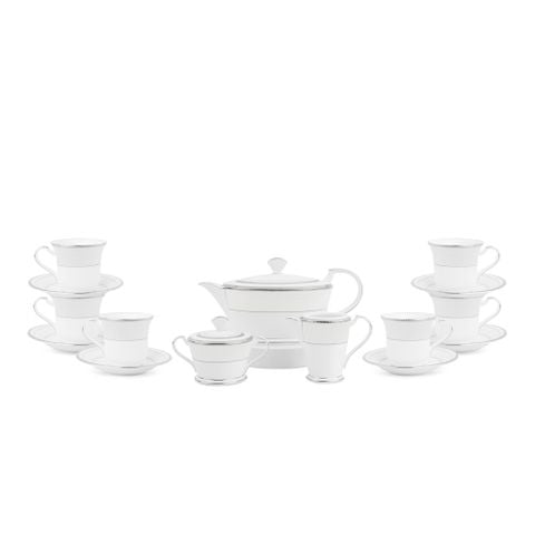  Bộ ấm chén uống trà (ấm 1.440ml, chén 220ml) 15 món sứ xương Nhật Bản | Champagne Pearls 4811J - T017L 