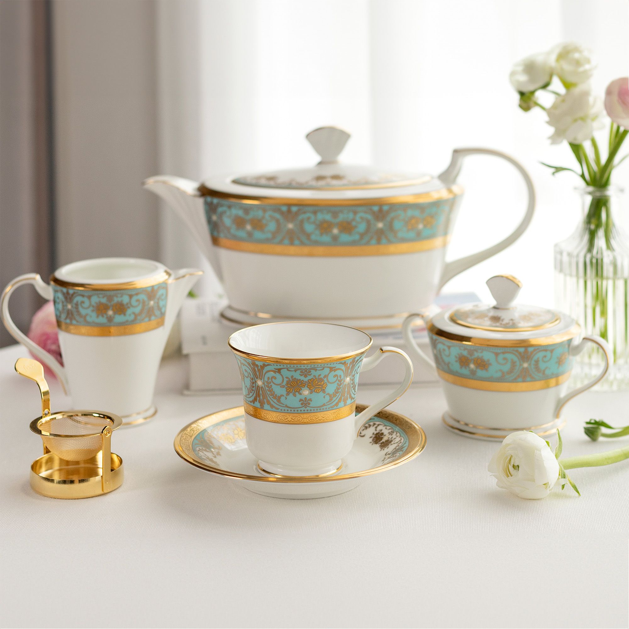  Ấm trà (bình trà) 1.440ml sứ xương Nhật Bản | Georgian Turquoise 4857J - 59523 