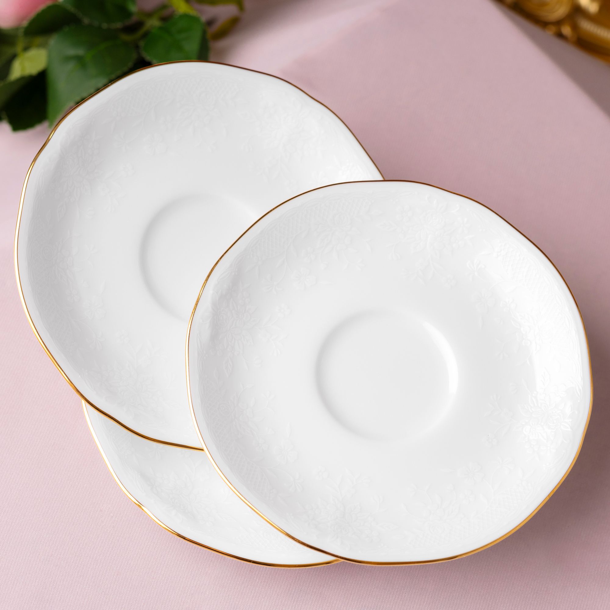  Bộ ấm chén uống trà nhỏ (ấm 950ml, chén 115ml) 13 món sứ trắng | Princess Bouquet Gold 1660L - T014S 