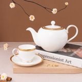  Bộ ấm chén uống trà 13 món (ấm nhỏ 650ml) sứ xương cao cấp | Rochelle Gold 4796L-T014S 