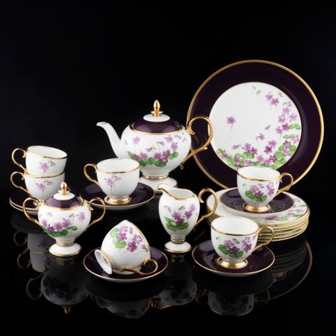  Bộ ấm chén uống trà (Đặc biệt: vẽ tay) 22 món sứ xương Nhật Bản cao cấp | Violet T773 - T24 