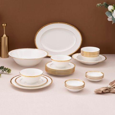  Bộ bát đĩa ăn châu Á cơ bản 22 món (cho 6 người) sứ xương | Rochelle Gold 4796L - D022AB 