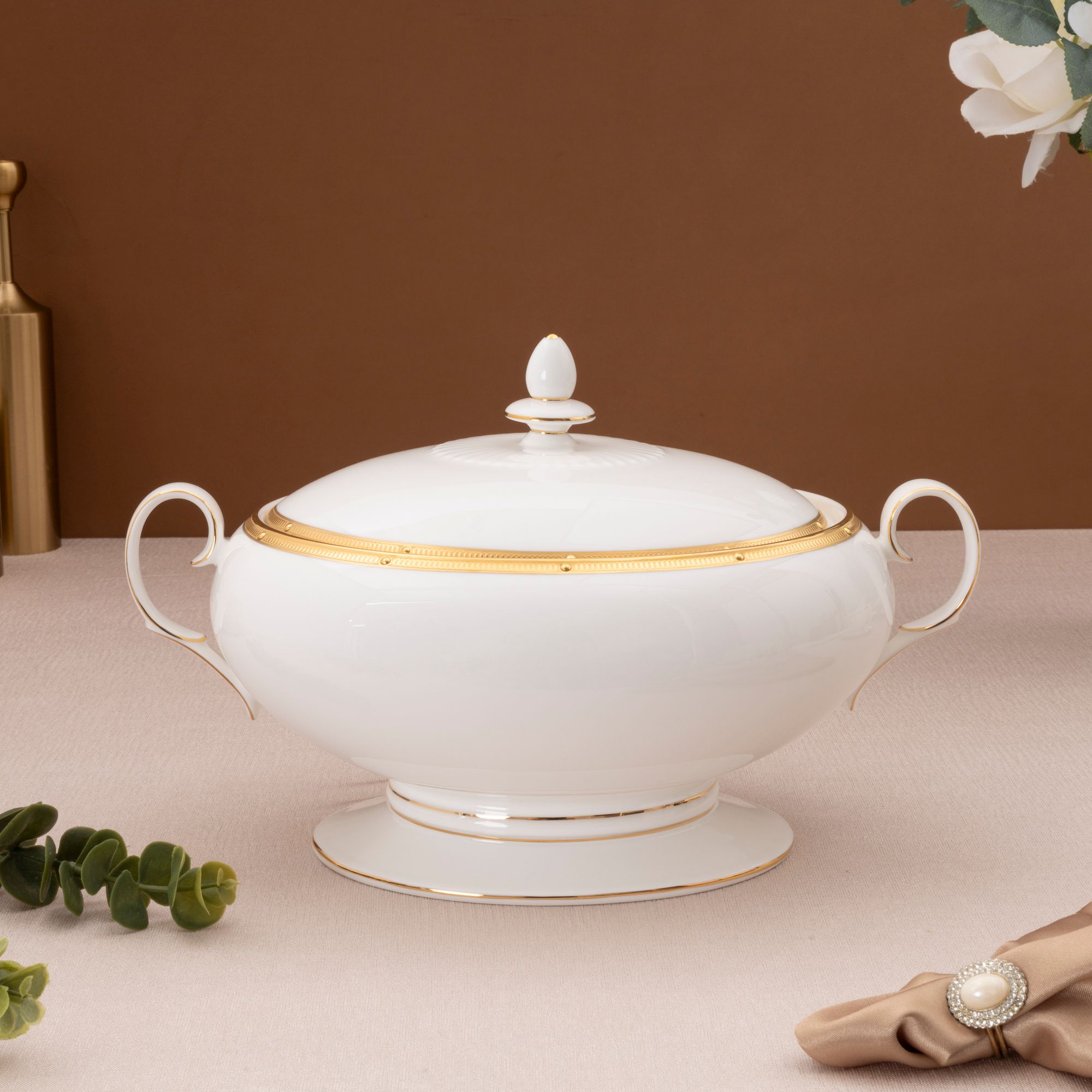 Bộ đĩa ăn kiểu Âu 22 món (cho 6 người) sứ xương | Rochelle Gold 4796L - D024AN 