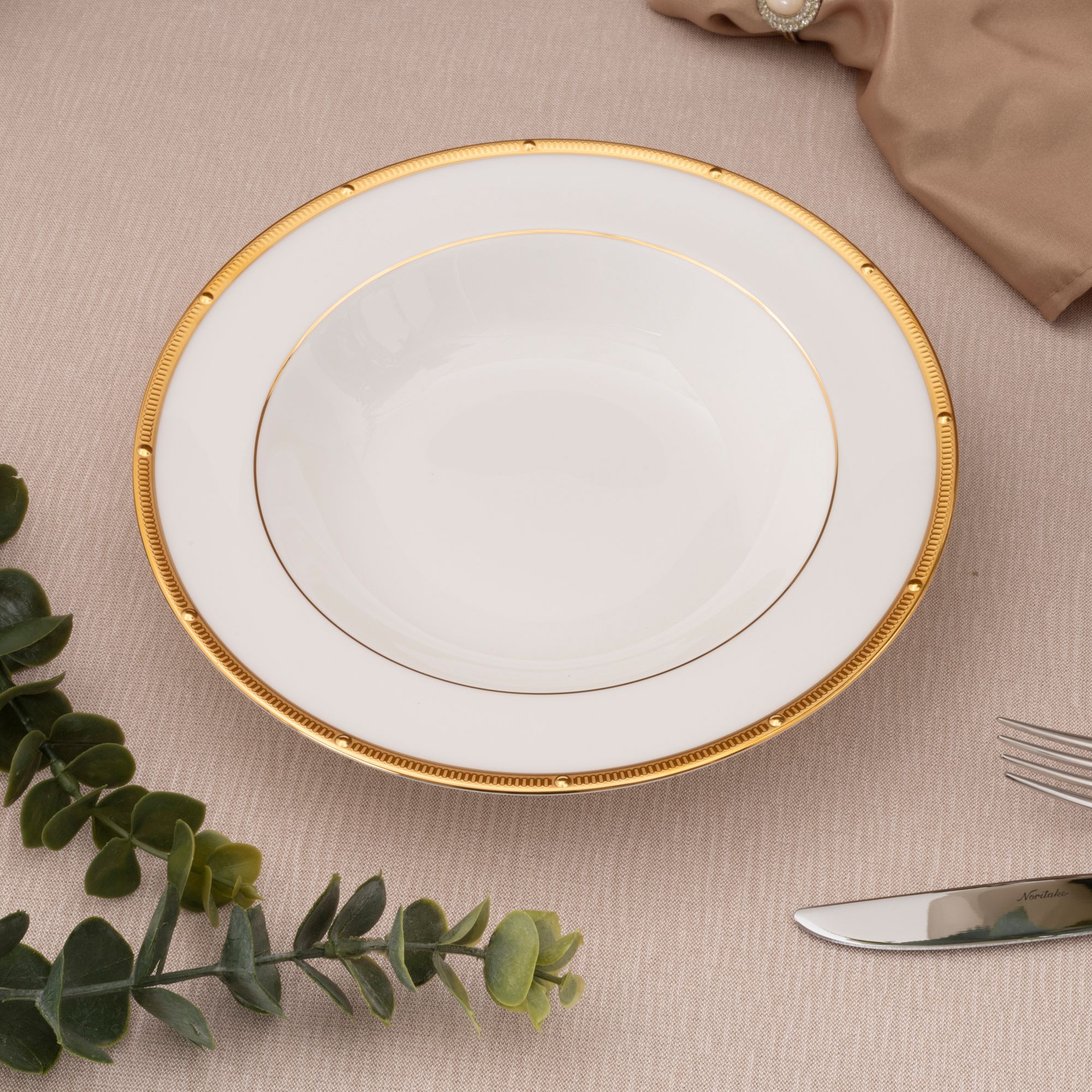  Bộ bát đĩa ăn châu Á đầy đủ 38 món (cho 6 người) sứ xương | Rochelle Gold 4796L - D038AC 