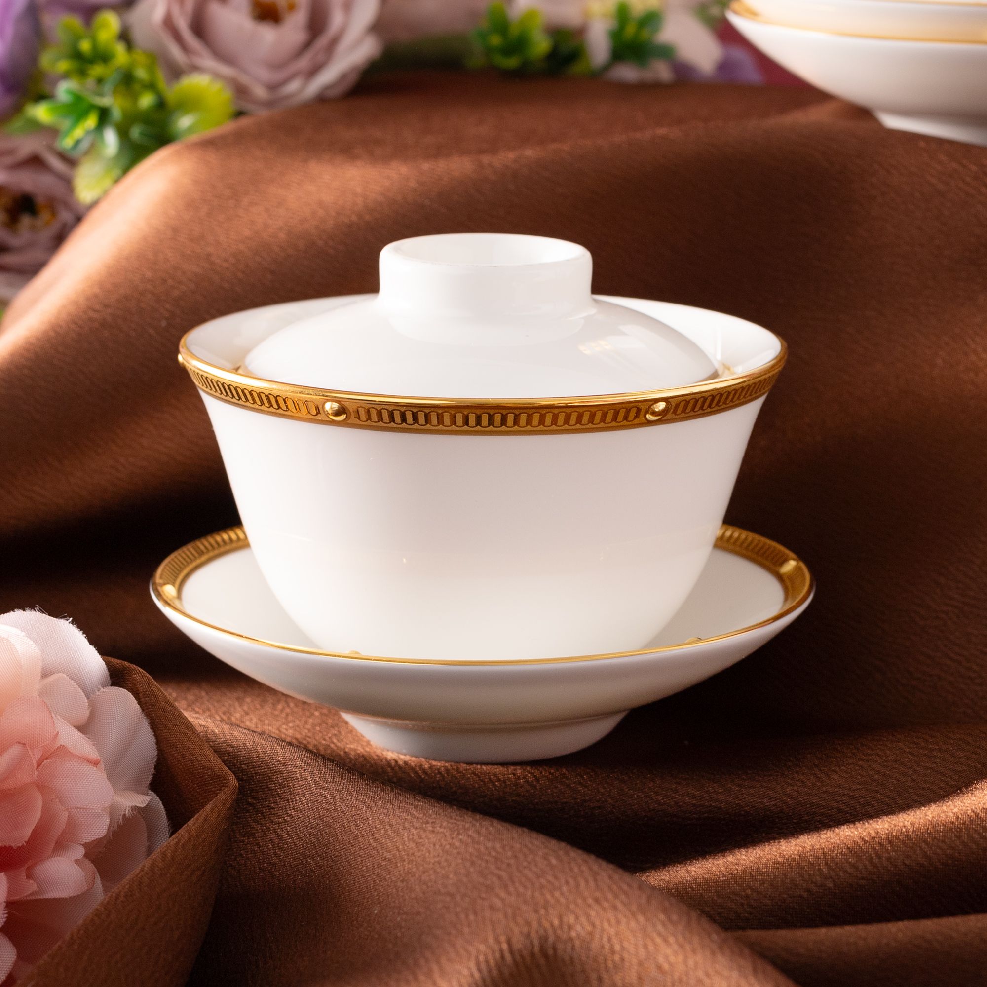  Bộ ấm chén uống trà 13 món Châu Á (ấm 950ml, tách 160ml) | Rochelle Gold 4796L-T014A 