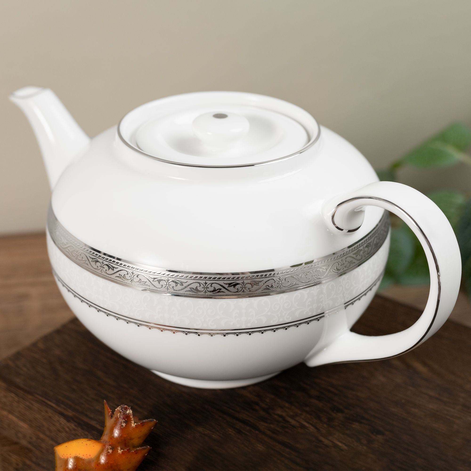  Bộ ấm chén trà châu Á (ấm 950ml, chén 145ml) 13 món sứ xương | Odessa Platinum 4875L - T014A 