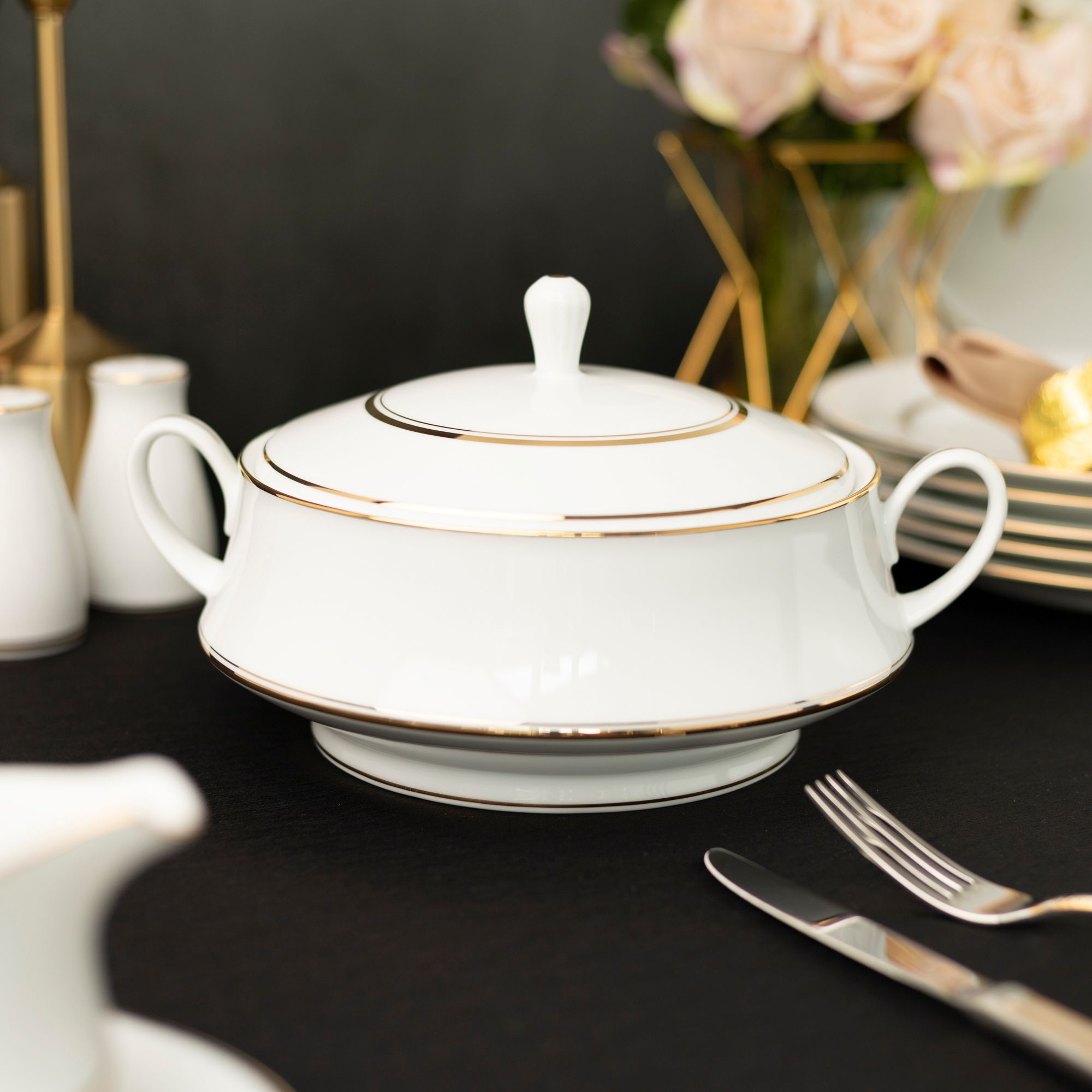  Bộ đĩa ăn kiểu Âu 22 món (cho 6 người) sứ trắng | Gloria L553L - D024AL 