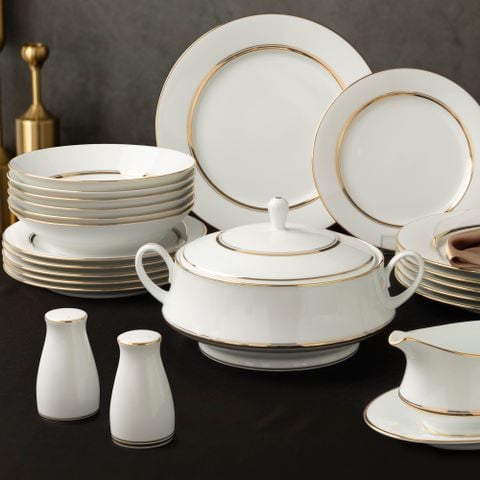  Bộ đĩa ăn kiểu Âu 22 món (cho 6 người) sứ trắng | Gloria L553L - D024AL 