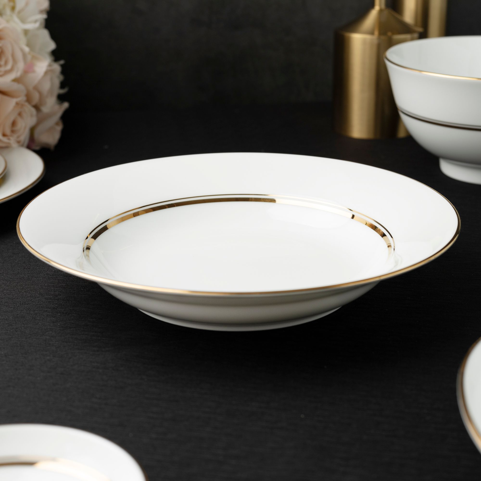 Bộ bát đĩa ăn châu Á cơ bản 22 món (cho 6 người) sứ trắng | Gloria L553L - D022AB 