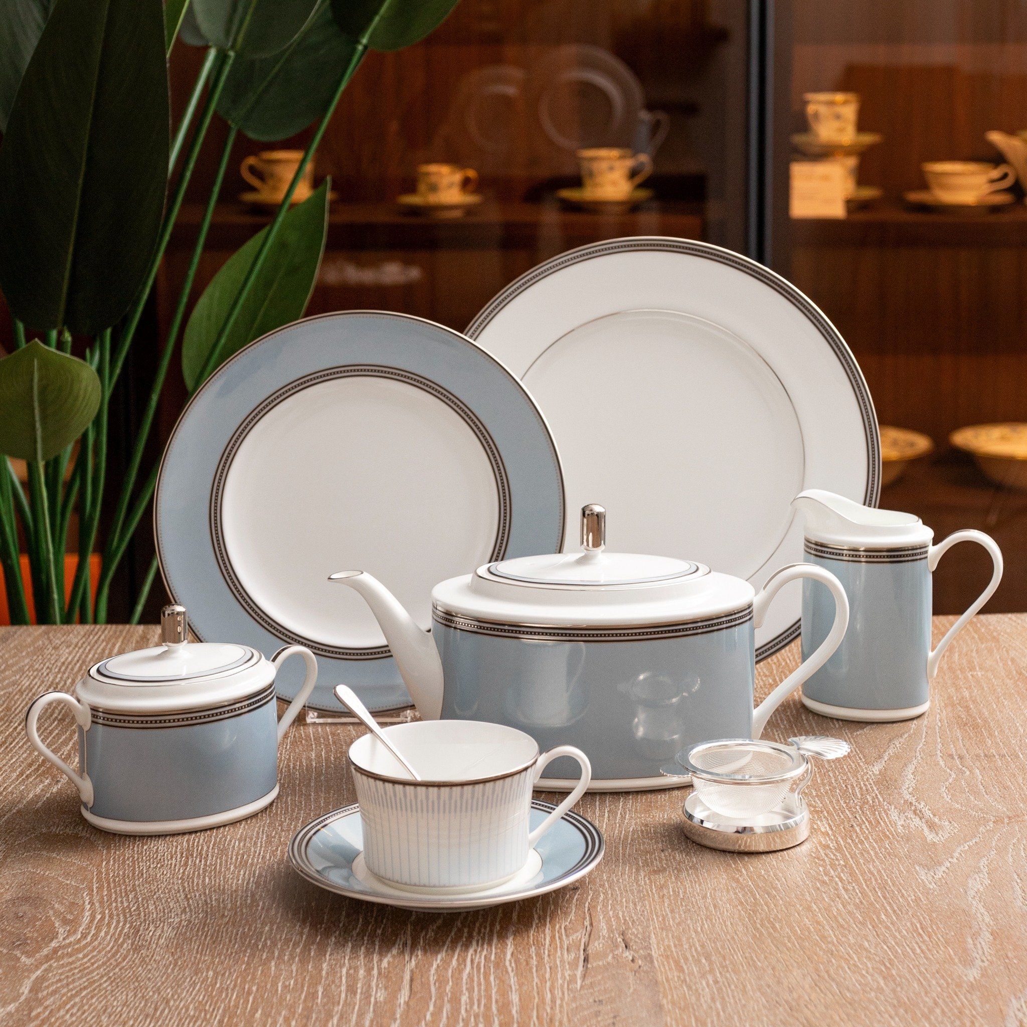  Bộ ấm chén uống trà (ấm 1.250ml, chén 245ml) 15 món sứ xương | Bogart Platinum 4958L - T017A 