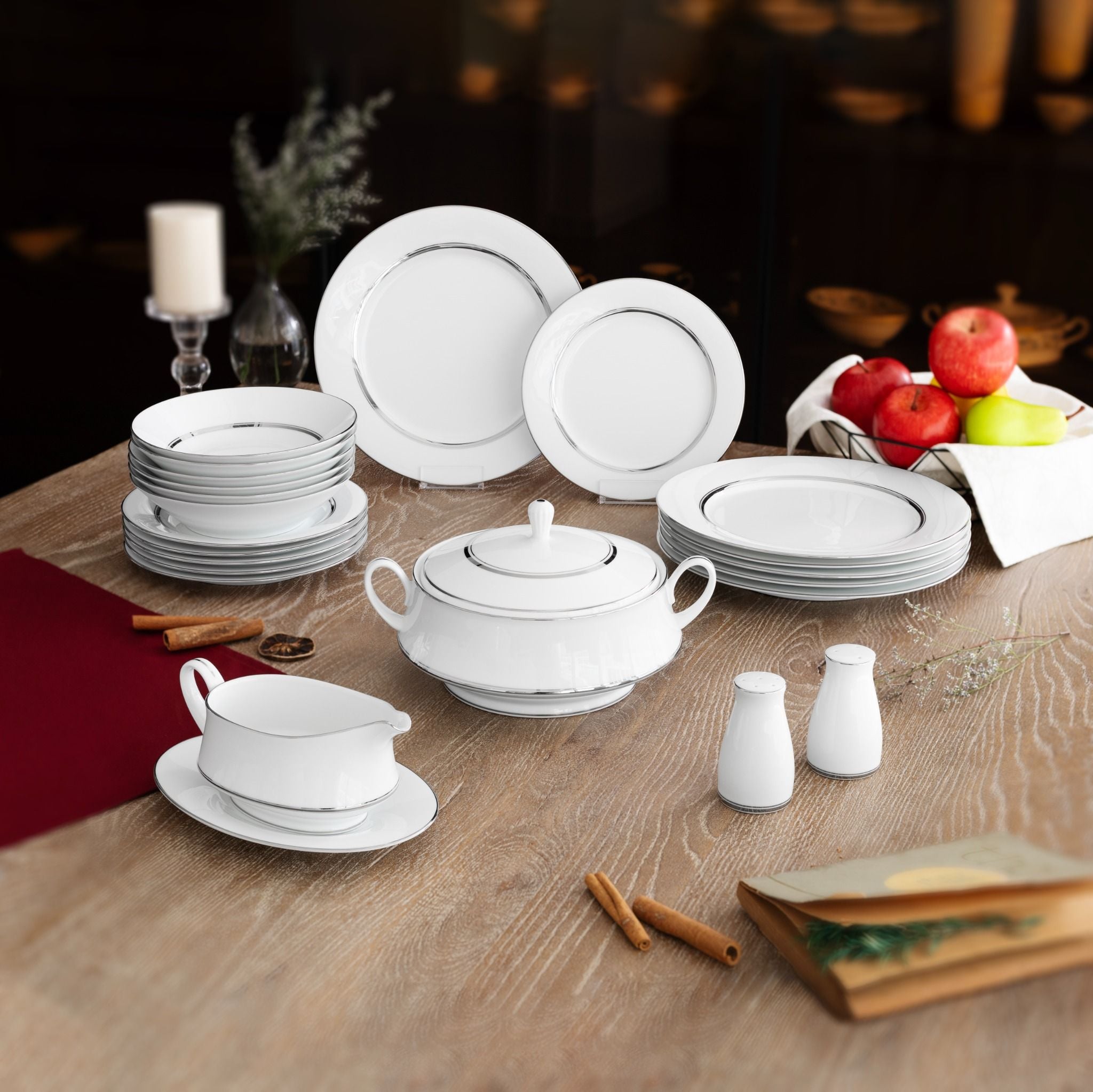  Bộ đĩa ăn kiểu Âu 22 món (cho 6 người) sứ trắng | Galaxy L554L - D024AL 