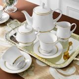  Bộ ấm chén uống trà sứ trắng 15 món (Bình trà thấp) | Gloria L553L-T017A 