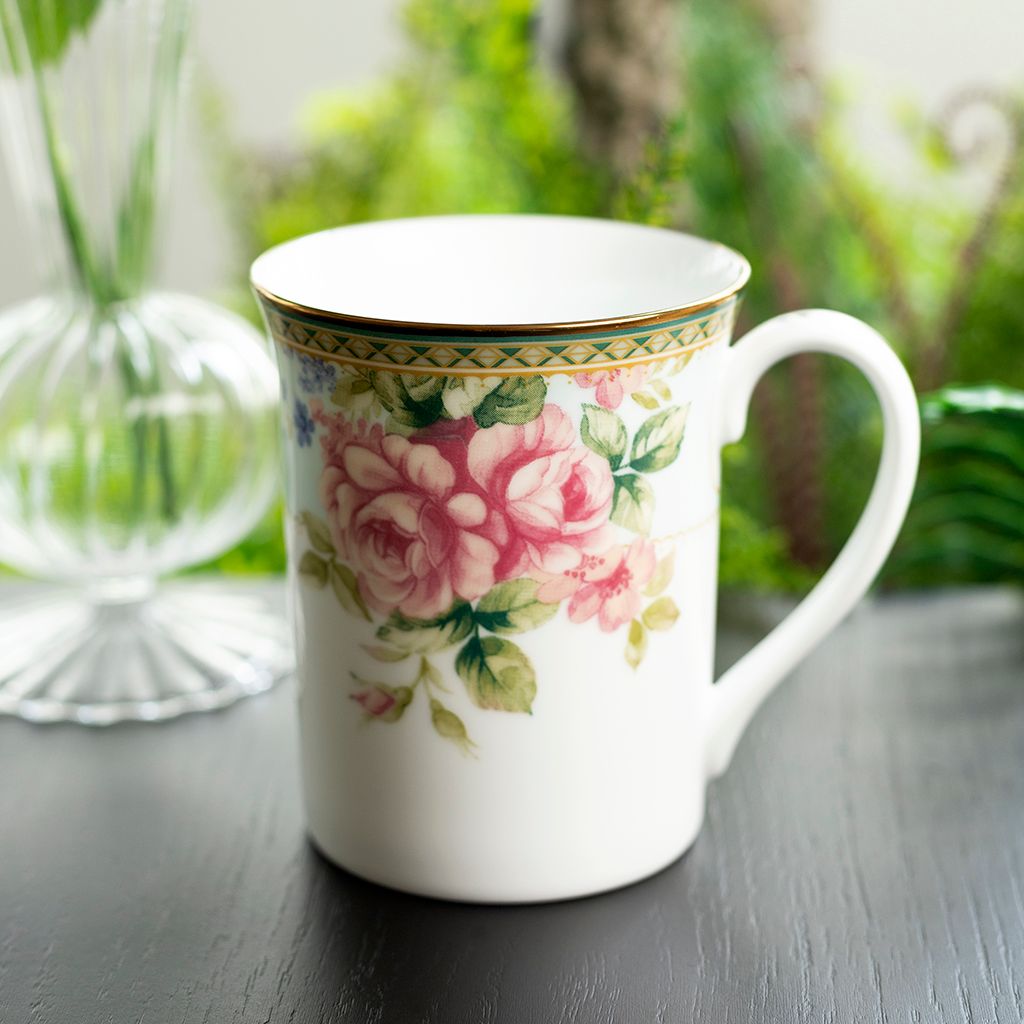  Cốc (ly) uống nước, cà phê dung tích 310ml sứ trắng | Rosa Basket 1736L - T91332K 