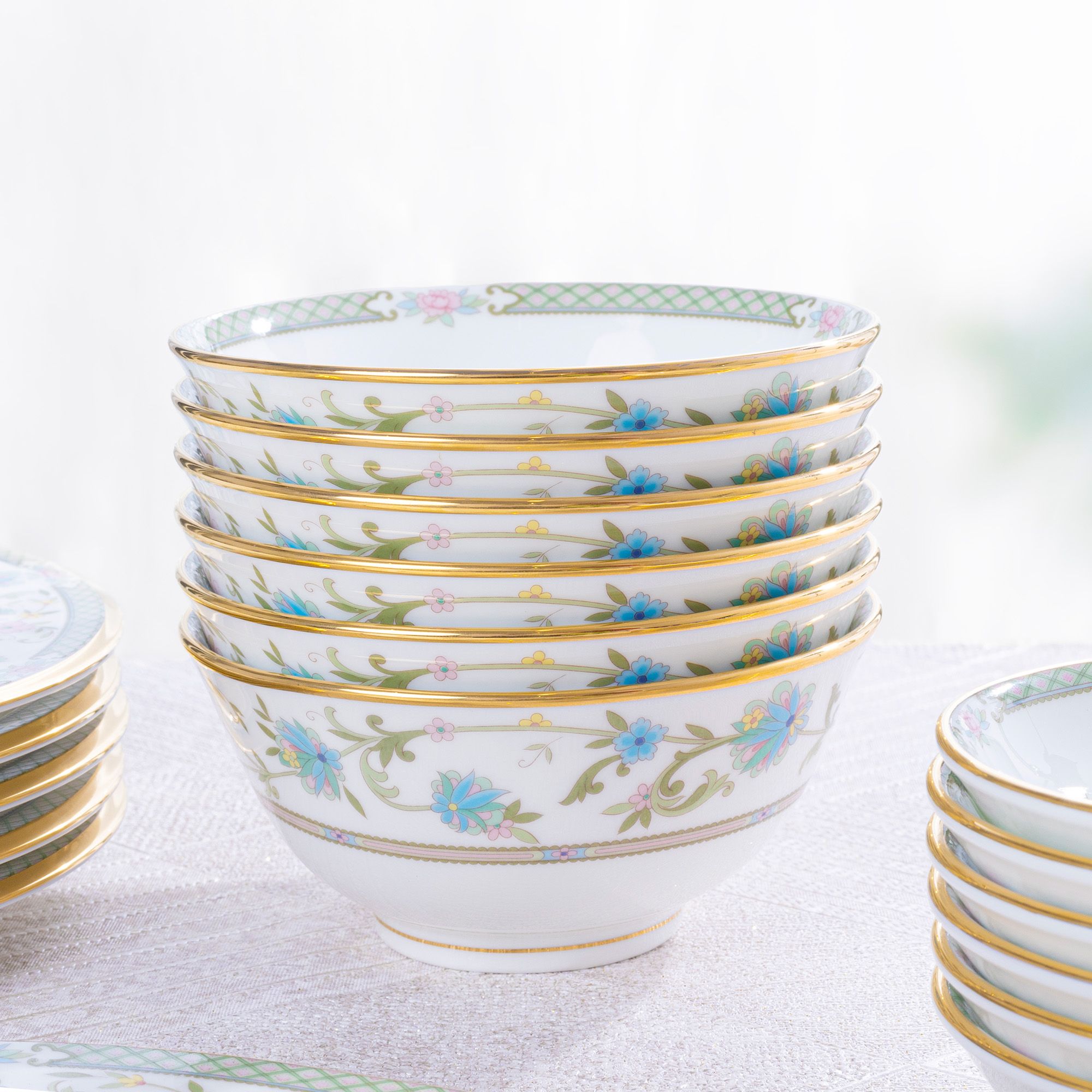  Bộ bát đĩa ăn châu Á cơ bản 22 món (cho 6 người) sứ xương Nhật Bản | Yoshino 9983J - D022AA 