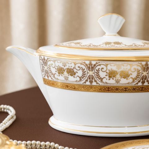  Bộ ấm chén trà (ấm 1.440ml, chén loe 220ml) 13 món sứ xương Nhật Bản | Georgian Palace 4858J - T014L 