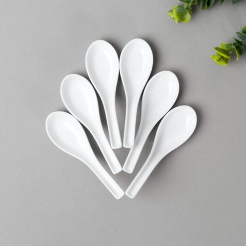  Bộ 06 thìa sứ (muỗng sứ) dài 14,6cm sứ trắng | Art Stage 4257L - S91830 
