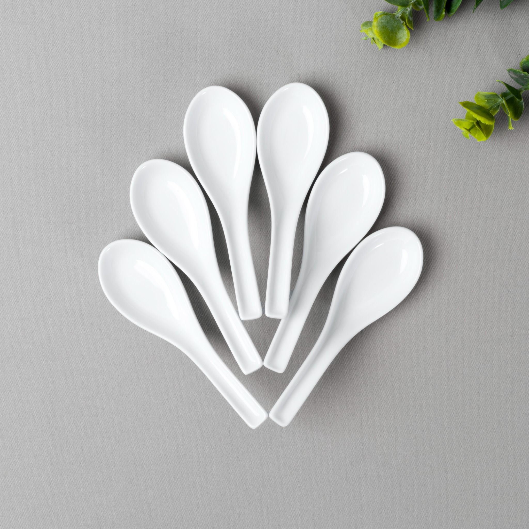  Bộ 06 thìa sứ (muỗng sứ) dài 14,6cm sứ trắng | Art Stage 4257L - S91830 