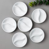  Bộ 6 đĩa đựng nước chấm 2 ngăn tròn 9cm sứ trắng Art Stage 4257L-S91851 