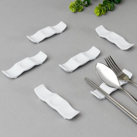  Bộ 06 gác đũa và thìa (gác muỗng đũa) dài 10,8cm sứ trắng | Art Stage 4257L - S91831 